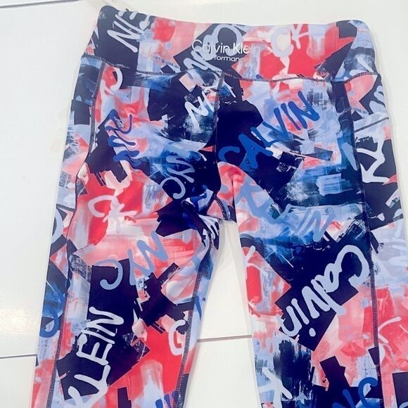 CALVIN KLEIN WOMEN'S PRINTED HIGH RISE 7/8 LEGGINGS sports BLUE SIZE XX-LARGE - Picture 8 of 11